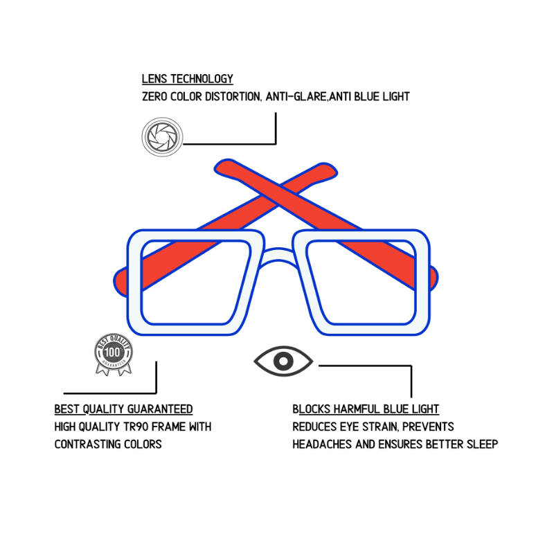 Summit Round Glasses, Silver &Clear Blue Light Technology