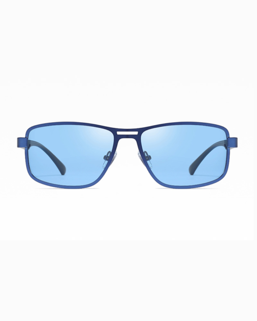 women deep dark blue rimmed metal hexagon shaped sunglasses - spectacleshub